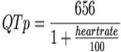 QTp=\frac{656}{1+\frac{heart rate}{100}}